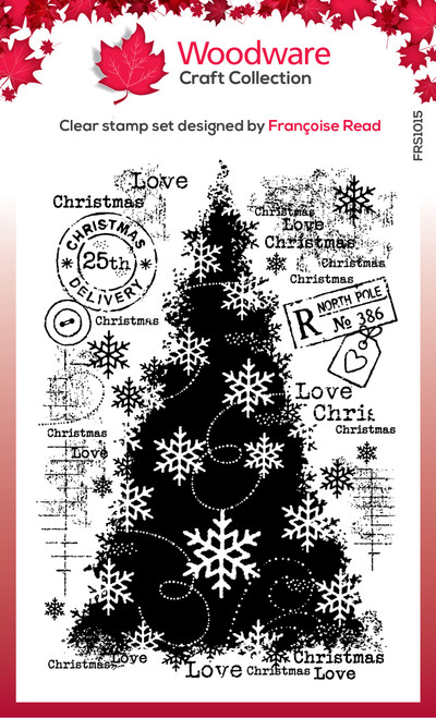 2 Pack Woodware Clear Stamps 4"X6"-Snow Frosted Tree FRS1015 - 5055305984208