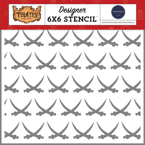 2 Pack Carta Bella Stencil 6"X6"-Pirate Swords, Pirates PT318033 - 691835201016