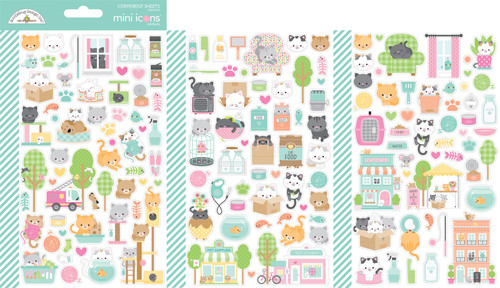 Dooblebug Mini Cardstock Stickers 2/Pkg-Pretty Kitty Icons ST7613 - 842715076136