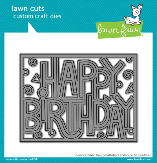 Lawn Cuts Custom Craft Die-Giant Outlined Happy Birthday: Landscape LF3103 - 789554578790