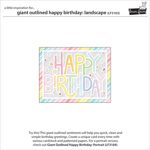 Lawn Cuts Custom Craft Die-Giant Outlined Happy Birthday: Landscape - LF3103