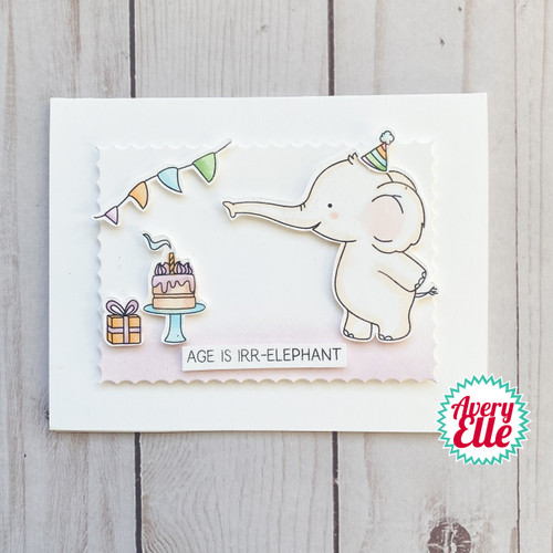 Avery Elle Clear Stamp Set 4"X3"-Age Is Irr-Elephant AE2306