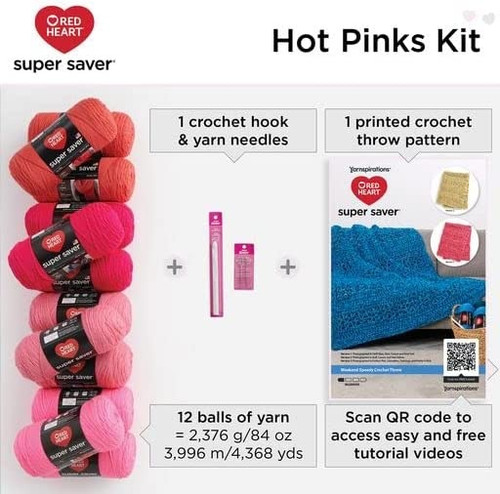 Red Heart Weekend Speedy Crochet Kit-Hot Pink SSKITB