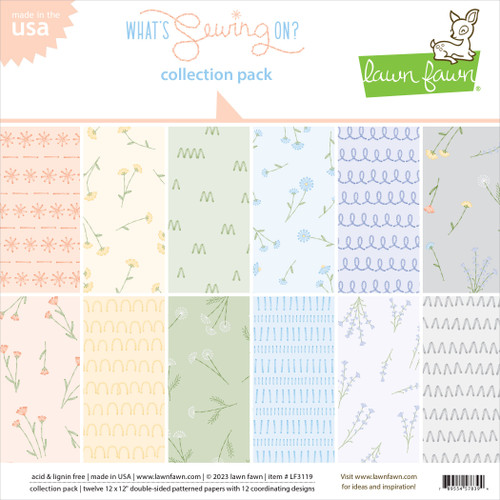 Lawn Fawn Double-Sided Collection Pack 12"X12" 12/Pkg-What's Sewing On? LF3119 - 789554578394