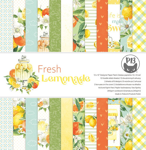 P13 Double-Sided Paper Pad 12"X12" 12/Pkg-Fresh Lemonade P13LEM08 - 5905523081879