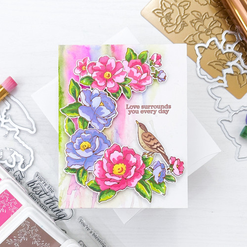Pinkfresh Studio Hot Foil Plate-Peony Fantasy - PF153822