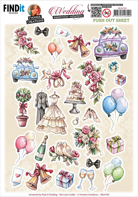 Find It Trading Yvonne Creations Punchout Sheet-Wedding Small Elements A SB10769 - 8718715126992
