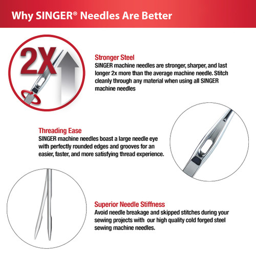 SINGER Universal Ball Point Machine Needles 5/Pkg-Size 16/100 04745