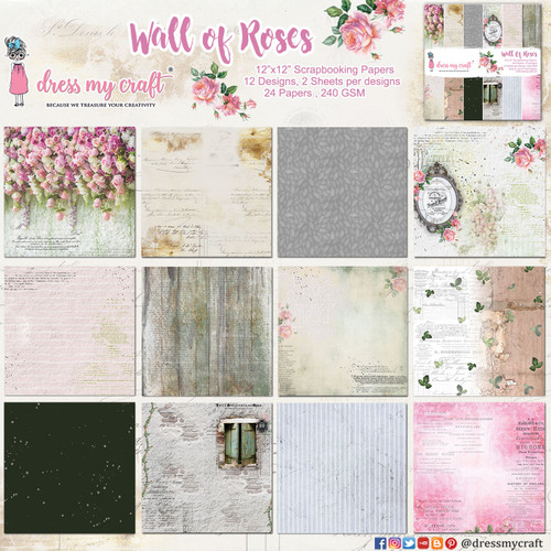 Dress My Craft Collection Kit-Wall Of Roses DMCP7261