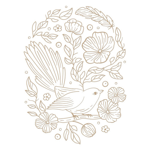 Spellbinders Glimmer Hot Foil Plate From The Stylish Ovals-Stylish Oval Floral Bird GLP375