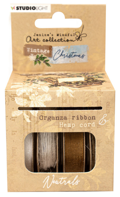 Studio Light Jenine's Mindful Art Ribbon 4/Pkg-Nr. 04, Brown Organza & Hemp AVCRIB04 - 8713943146132