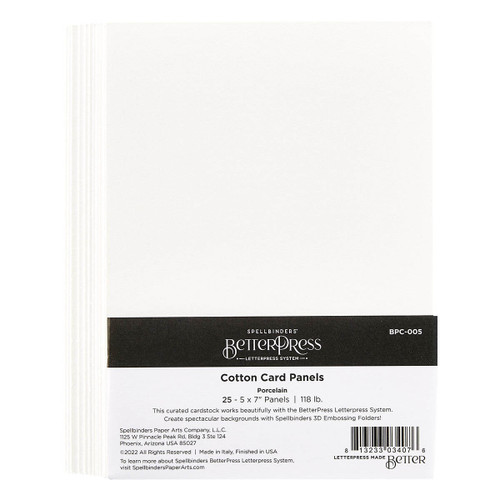 Spellbinders BetterPress Letterpress A7 Cotton Card Panels-Porcelain 25/Sheets - BPC005 - 813233034076