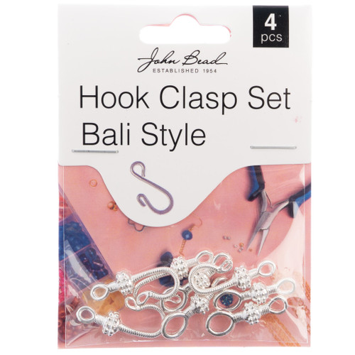 John Bead Bali Style Hook Clasp Set 25mm 4/Pkg-Silver 1401079 - 665772203860
