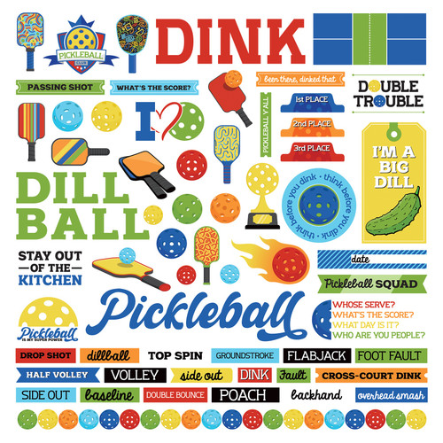 PhotoPlay Pickleball Stickers 12"x12"-Elements PPBL4211 - 709388342114