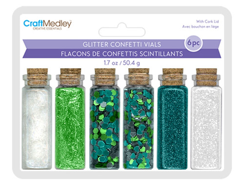 Craft Medley Glitter Confetti Vials 50g 6/Pkg-Sky GC407-D - 775749261424