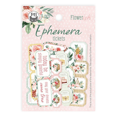 Flowerish Ephemera Cardstock Die-cuts 9/Pkg-Tickets P13FLO38 - 5905523082432