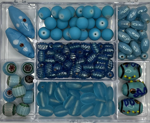 Bead Bazaar Glass Beads In A Case-Blue 1800-25 - 633870018259