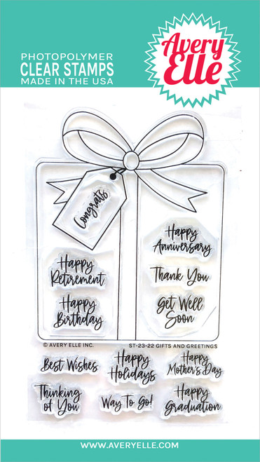 Avery Elle Clear Stamp Set-Gifts & Greetings AE2322 - 810083781594