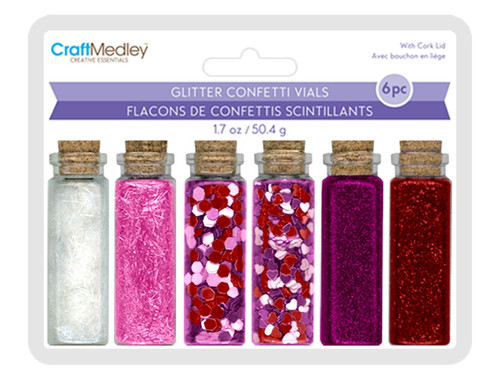 Craft Medley Glitter Confetti Vials 50g 6/Pkg-Rouge - GC407-C - 775749261417