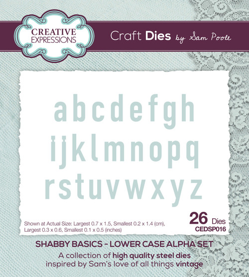 Creative Expressions Craft Dies By Sam Poole-Shabby BasicsLower Case Alpha CEDSP016 - 5055305977798