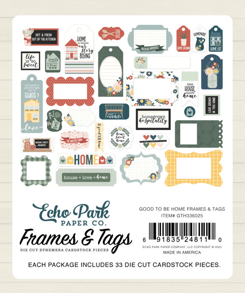 Echo Park Cardstock Ephemera-Frames & Tags, Good To Be Home - TH336025 Echo Park Cardstock Ephemera-Frames & Tags, Good To Be Home - TH336025