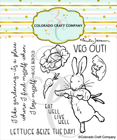 Colorado Craft Company Clear Stamps 4"X4"-Veg Out!-By Anita Jeram C3AJ782 - 810043857826