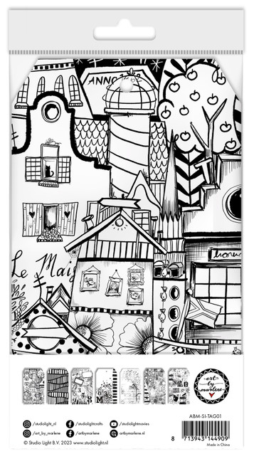 Art By Marlene Signature Paper Tags 20/Pkg-Nr. 01, Black And White Prints - MSITAG01