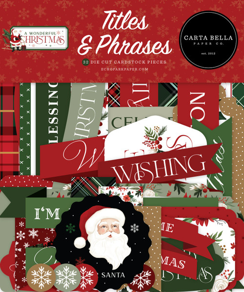 Carta Bella Cardstock Ephemera-Titles, A Wonderful Christmas WC328032 - 691835214818