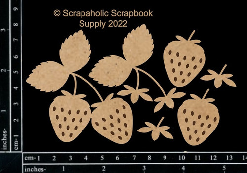 Scrapaholics Laser Cut Chipboard 2mm Thick-Strawberry Style #1, 6/Pkg 3" To 1" S89348