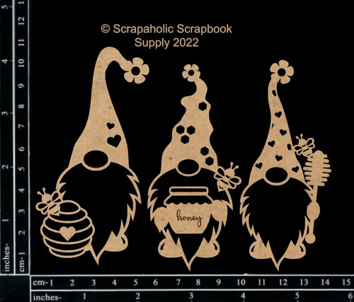 Scrapaholics Laser Cut Chipboard 2mm Thick-Bee Gnomes, 3/Pkg 4" To 1.5" S88792