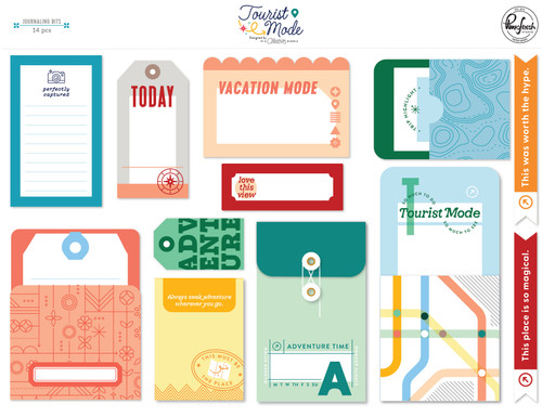 Pinkfresh Journaling Bits 14/Pkg-Tourist Mode - PF202723 - 736952880215