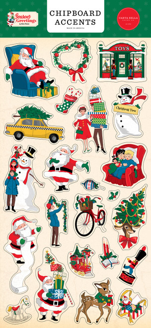 Carta Bella Chipboard 6"X13"-Accents, Season's Greetings - SG329021 - 691835217116