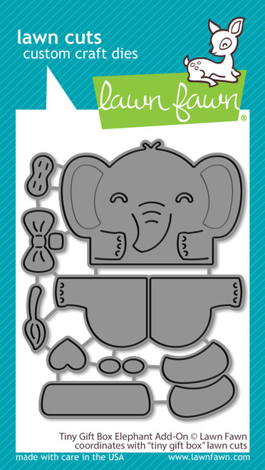 Lawn Cuts Custom Craft Die-Tiny Gift Box Elephant Add-On LF3100 - 789554578769