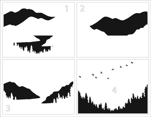 Crafter's Workshop Layered Card Stencil 8.5"X11"-A2 Layered Mountain Scene TCW8.5-6026 - 842254060269