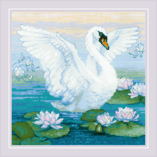 RIOLIS Counted Cross Stitch Kit 11.75"X11.75"-White Swan (10 Count) R2133 - 4779046186745