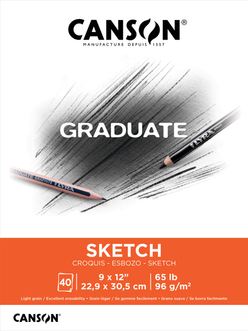 Canson Graduate Series Sketch Pad 9"X12"-40 Sheets - 1250P033 - 3148950065773