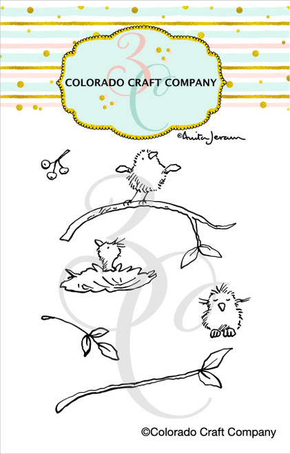 Colorado Craft Company Clear Stamps 2"X3"-Tiny Birds Berries-By Anita Jeram C3AJ820 - 810043858205
