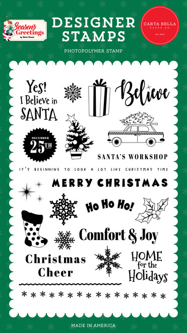 Carta Bella Stamps-Christmas Cab, Season's Greetings SG329040 - 691835259017