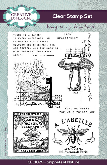 Creative Expressions Clear Stamp Set By Sam Poole 6"X4"-Snippets Of Nature 7/Pkg CEC1029 - 5055305983850