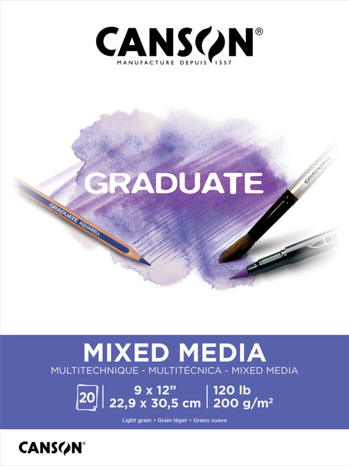 Canson Graduate Series Mixed Media Pad 9"X12"-20 Sheets - 1250P042 - 3148950066633