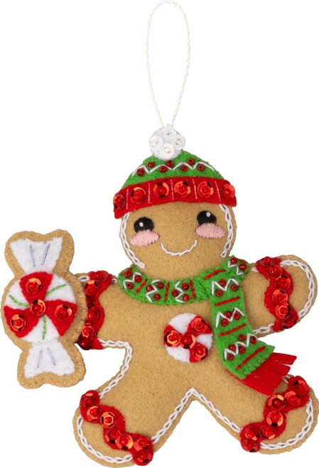 Bucilla Felt Ornaments Applique Kit Set Of 6-Dressed Up Gingerbread 89644E