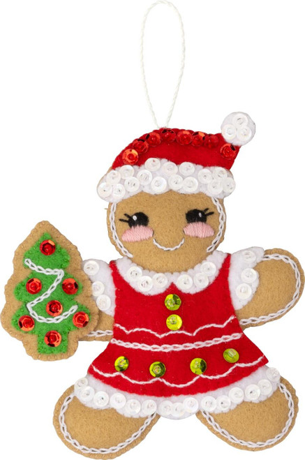 Bucilla Felt Ornaments Applique Kit Set Of 6-Dressed Up Gingerbread 89644E