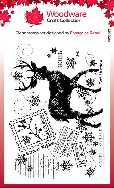 Woodware Clear Stamps 4"X6"-Winter Reindeer FRS1013 - 5055305984185