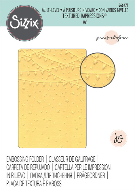 Sizzix Multi-Level Textured Impressions Embossing Folder-Stars & Lights By Jennifer Ogborn 666471 - 630454286424