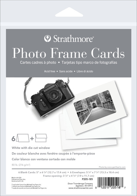 Strathmore Cards & Envelopes 5"X6.875" 6/Pkg-White Photo Frame W/Die Cut Window - P205185 - 012017205187