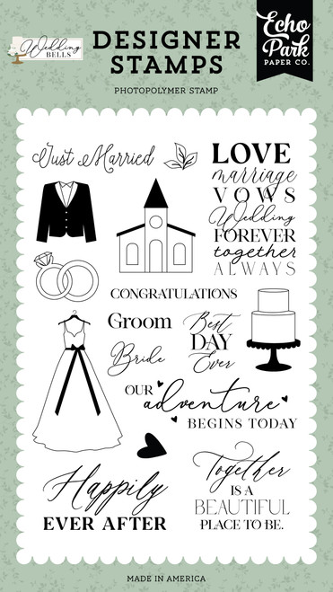 Echo Park Stamps-Happily Ever After, Wedding Bells BL335043 - 691835263014