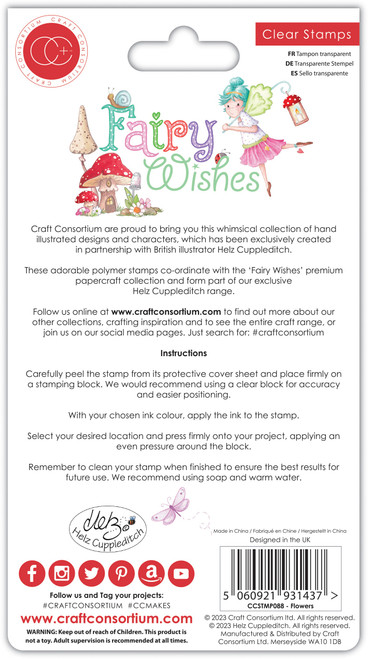 Craft Consortium Clear Stamps-Fairy Wishes; Flowers CSTMP088