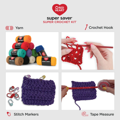 Red Heart Super Saver Super Yarn Crochet Kit W/AccessoriesKIT002