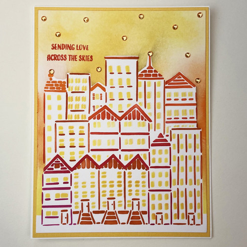 Crafter's Workshop Layered Card Stencil 8.5"X11"-A2 Layered Cityscape Buildings TCW8.5-6016