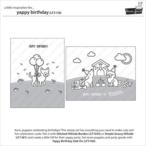 Lawn Fawn Clear Stamps 4"X6"-Yappy Birthday 29/Pkg LF3158